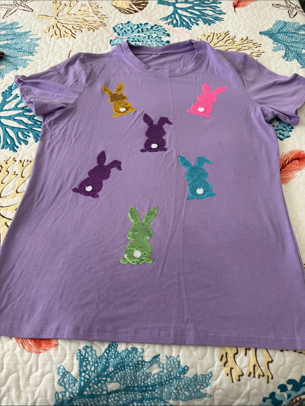 Women’s Purple Bunny Appliqué T-Shirt